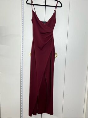 LULUS Women’s Size M Burgundy Strappy Maxi Dress Front Slit